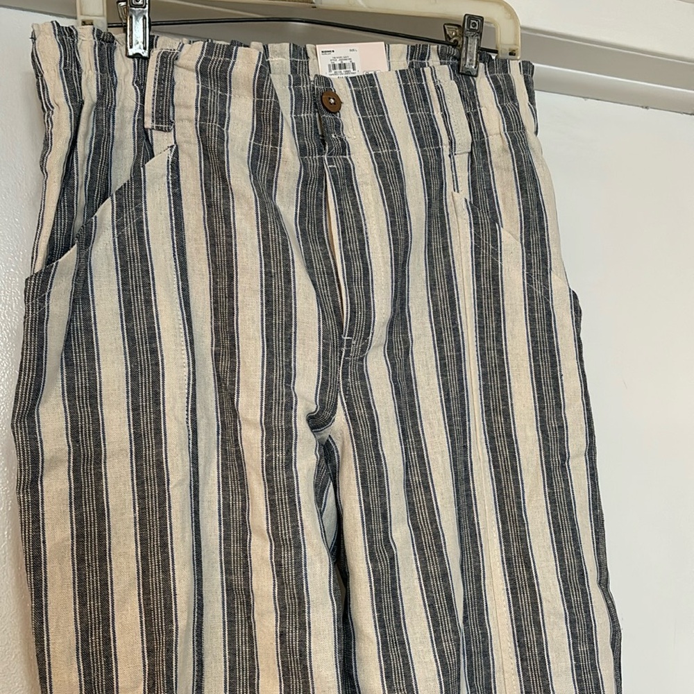 NWT blue and cream SO striped pants size L